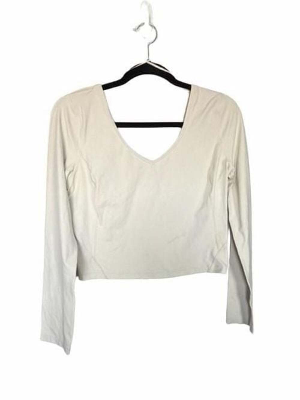 Lululemon Align Cropped V-Neck Long Sleeve Shirt Natural Ivory_126